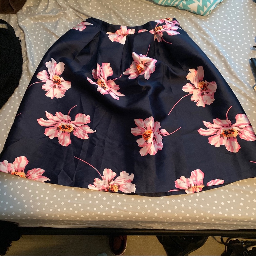 Navy blue flowered skirt